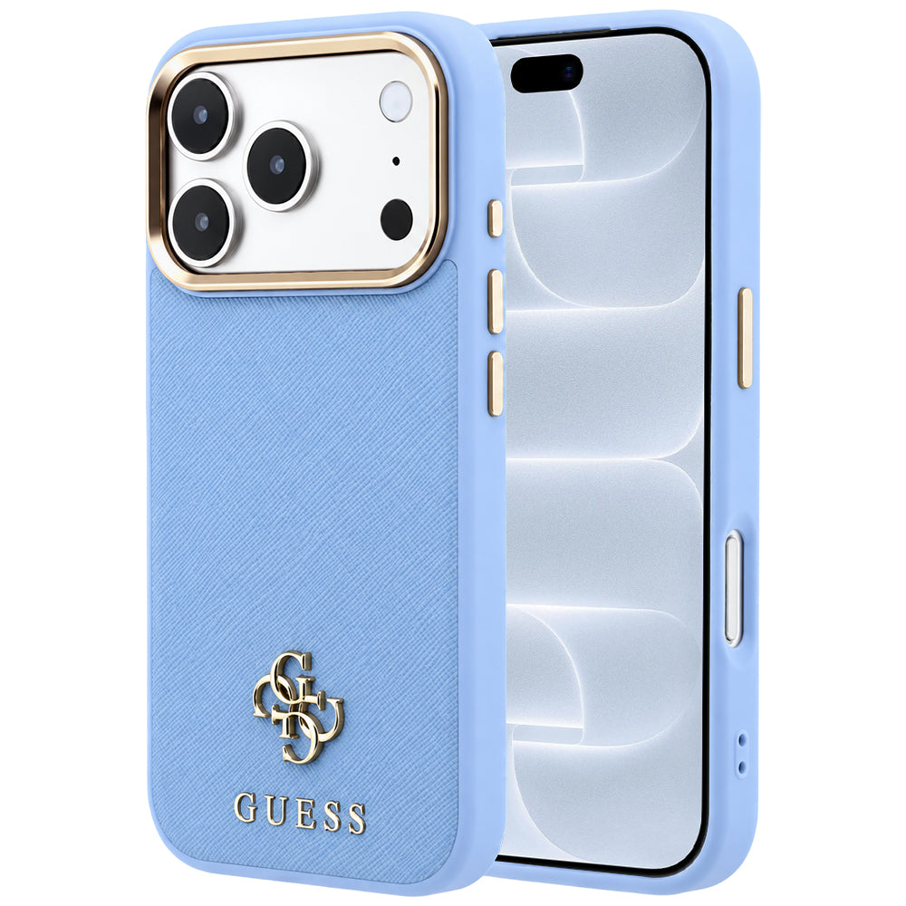 MagSafe-kuori Apple iPhone 18 Pro / 17 Pro:lle, Guess, Saffiano Small 4G Classic, Bleu