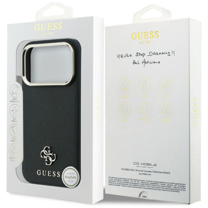MagSafe-kuori Apple iPhone 18 Pro / 17 Pro:lle, Guess, Saffiano Small 4G Classic, Musta