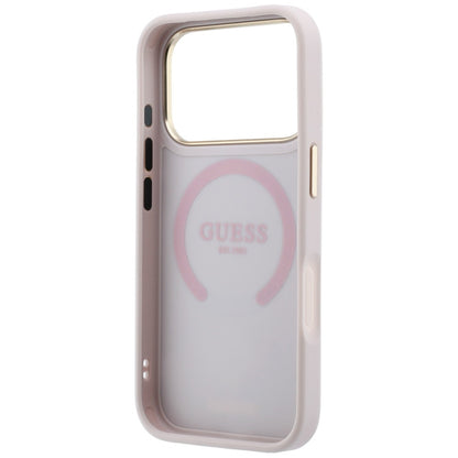 MagSafe-kuori Apple iPhone 18 Pro / 17 Pro:lle, Guess, Stripe Peony 4G, Vaaleanpunainen