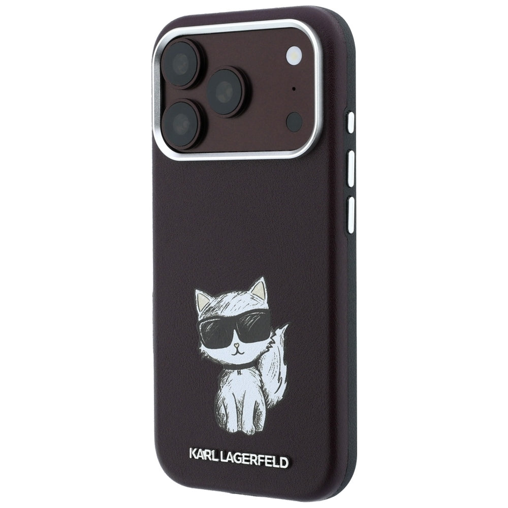 MagSafe-kuori Apple iPhone 18 Pro / 17 Pro:lle, Karl Lagerfeld, Choupette Sketch, Viininpunainen