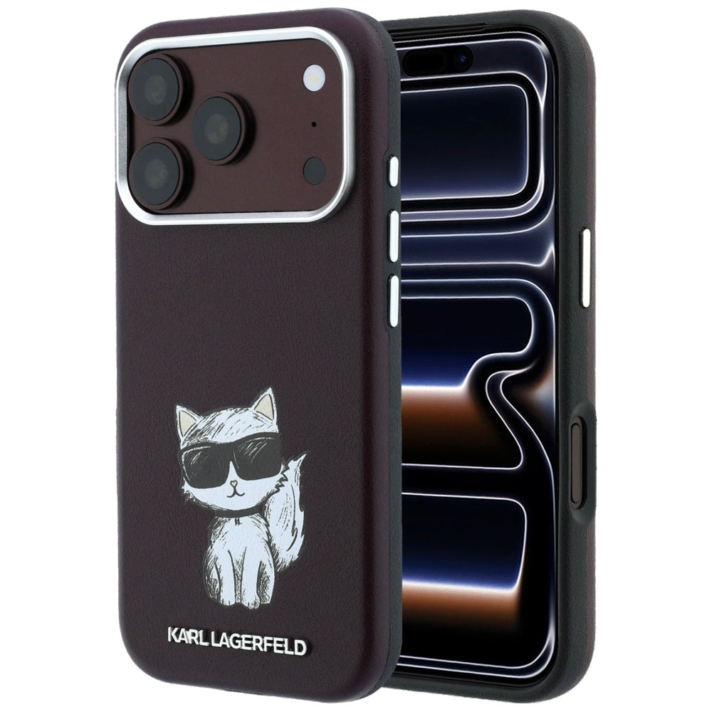 MagSafe-kuori Apple iPhone 18 Pro / 17 Pro:lle, Karl Lagerfeld, Choupette Sketch, Viininpunainen