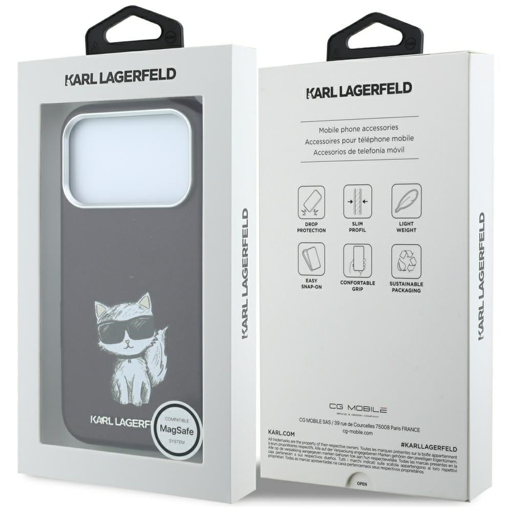 MagSafe-kuori Apple iPhone 18 Pro / 17 Pro:lle, Karl Lagerfeld, Choupette Sketch, Viininpunainen