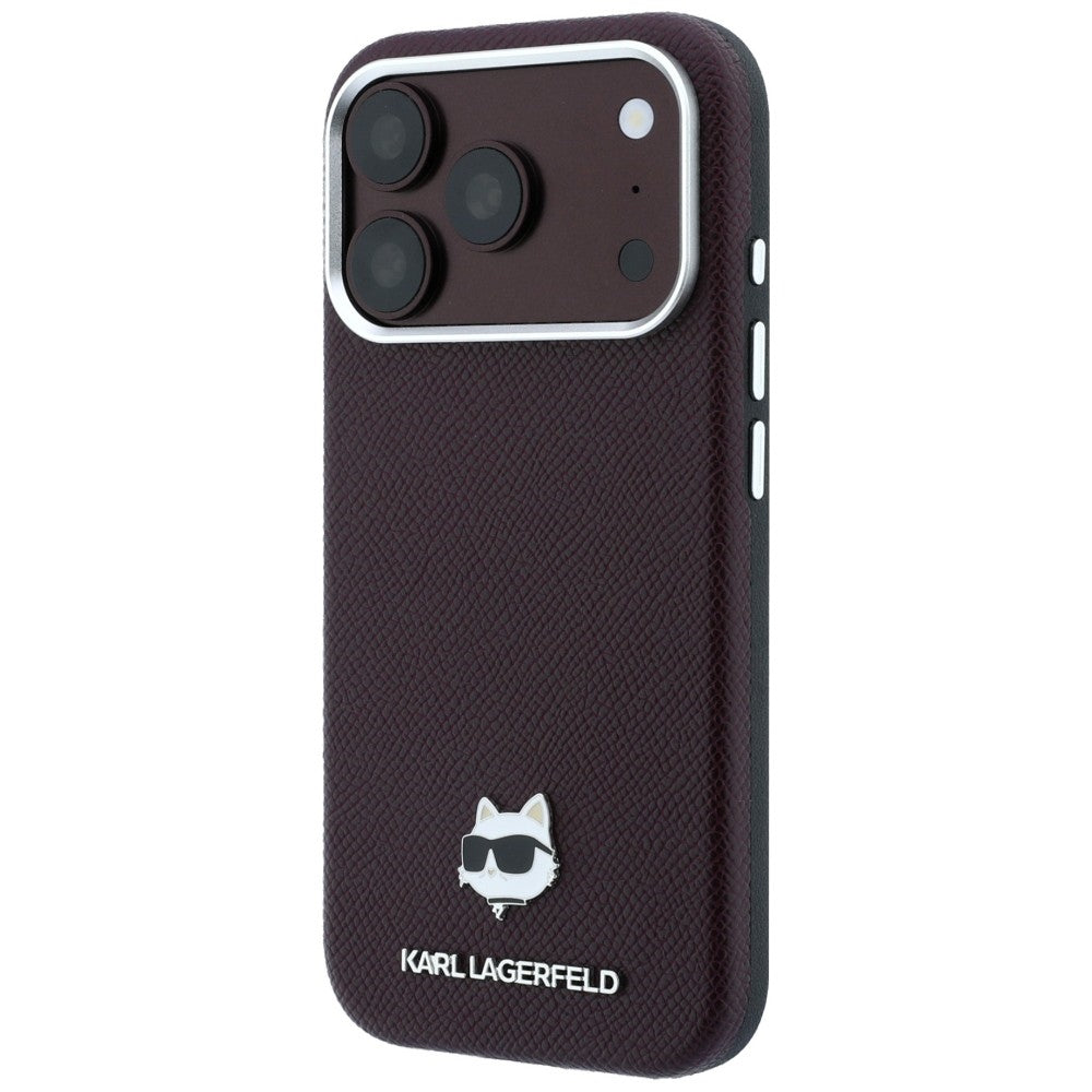 MagSafe Case for Apple iPhone 18 Pro / 17 Pro, Karl Lagerfeld, Grained Choupette Head, Burgundy
