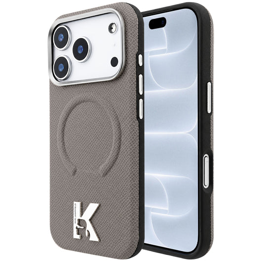 MagSafe-kuori Apple iPhone 18 Pro / 17 Pro:lle, Karl Lagerfeld, Karkeapintainen kohokuvioitu rengas, Beige