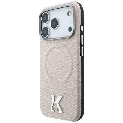 MagSafe-kuori Apple iPhone 18 Pro / 17 Pro:lle, Karl Lagerfeld, Karkeapintainen kohokuvioitu rengas, Beige