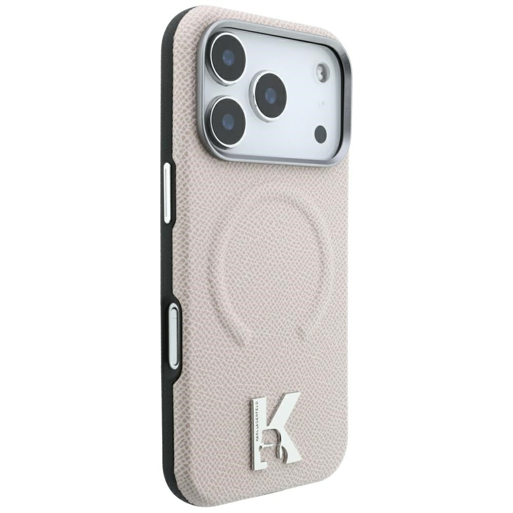MagSafe-kuori Apple iPhone 18 Pro / 17 Pro:lle, Karl Lagerfeld, Karkeapintainen kohokuvioitu rengas, Beige