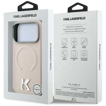 MagSafe-kuori Apple iPhone 18 Pro / 17 Pro:lle, Karl Lagerfeld, Karkeapintainen kohokuvioitu rengas, Beige