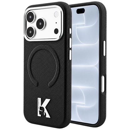 MagSafe-kuori Apple iPhone 18 Pro / 17 Pro:lle, Karl Lagerfeld, Karkeapintainen kohokuvioitu rengas, Musta
