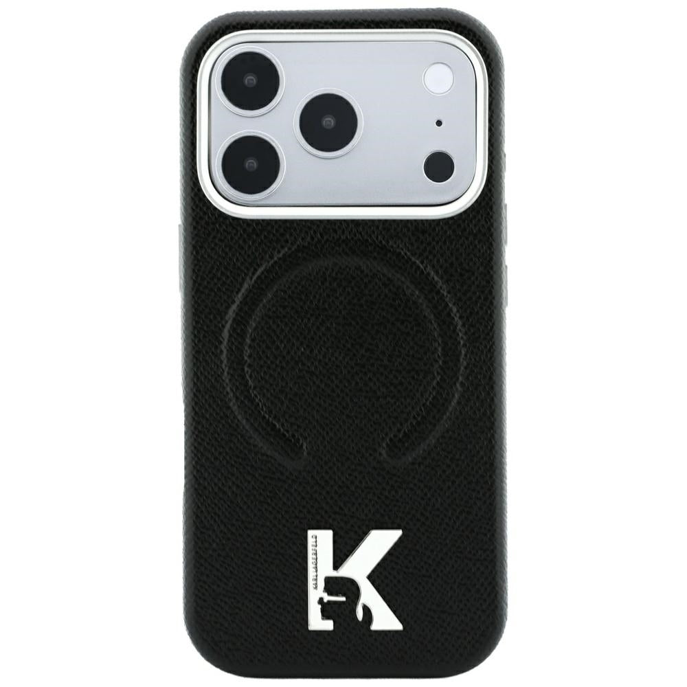 MagSafe-kuori Apple iPhone 18 Pro / 17 Pro:lle, Karl Lagerfeld, Karkeapintainen kohokuvioitu rengas, Musta