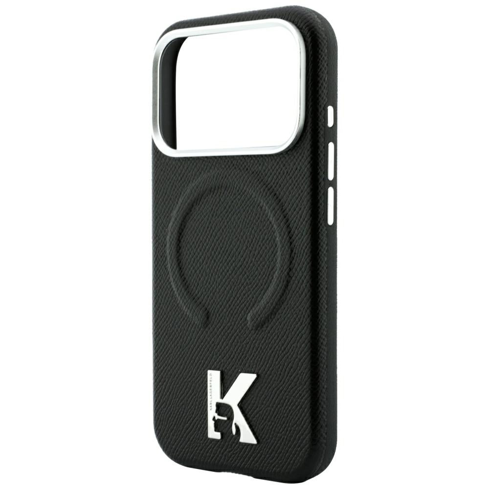 MagSafe-kuori Apple iPhone 18 Pro / 17 Pro:lle, Karl Lagerfeld, Karkeapintainen kohokuvioitu rengas, Musta