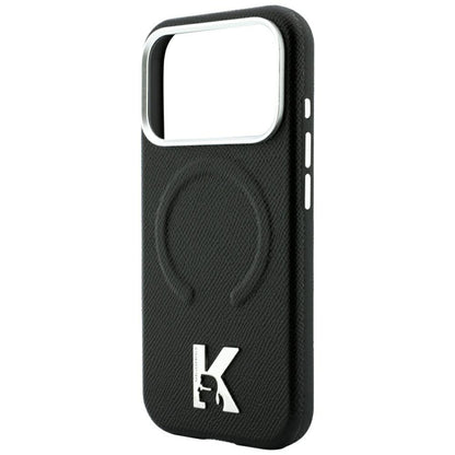 MagSafe-kuori Apple iPhone 18 Pro / 17 Pro:lle, Karl Lagerfeld, Karkeapintainen kohokuvioitu rengas, Musta