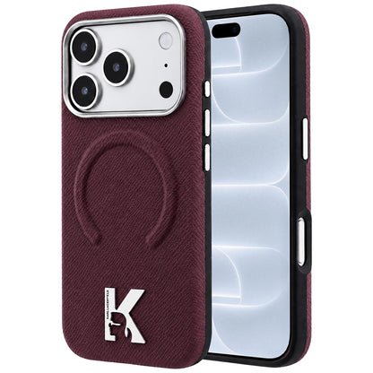 MagSafe Case for Apple iPhone 18 Pro / 17 Pro, Karl Lagerfeld, Grained Embossed Ring, Burgundy