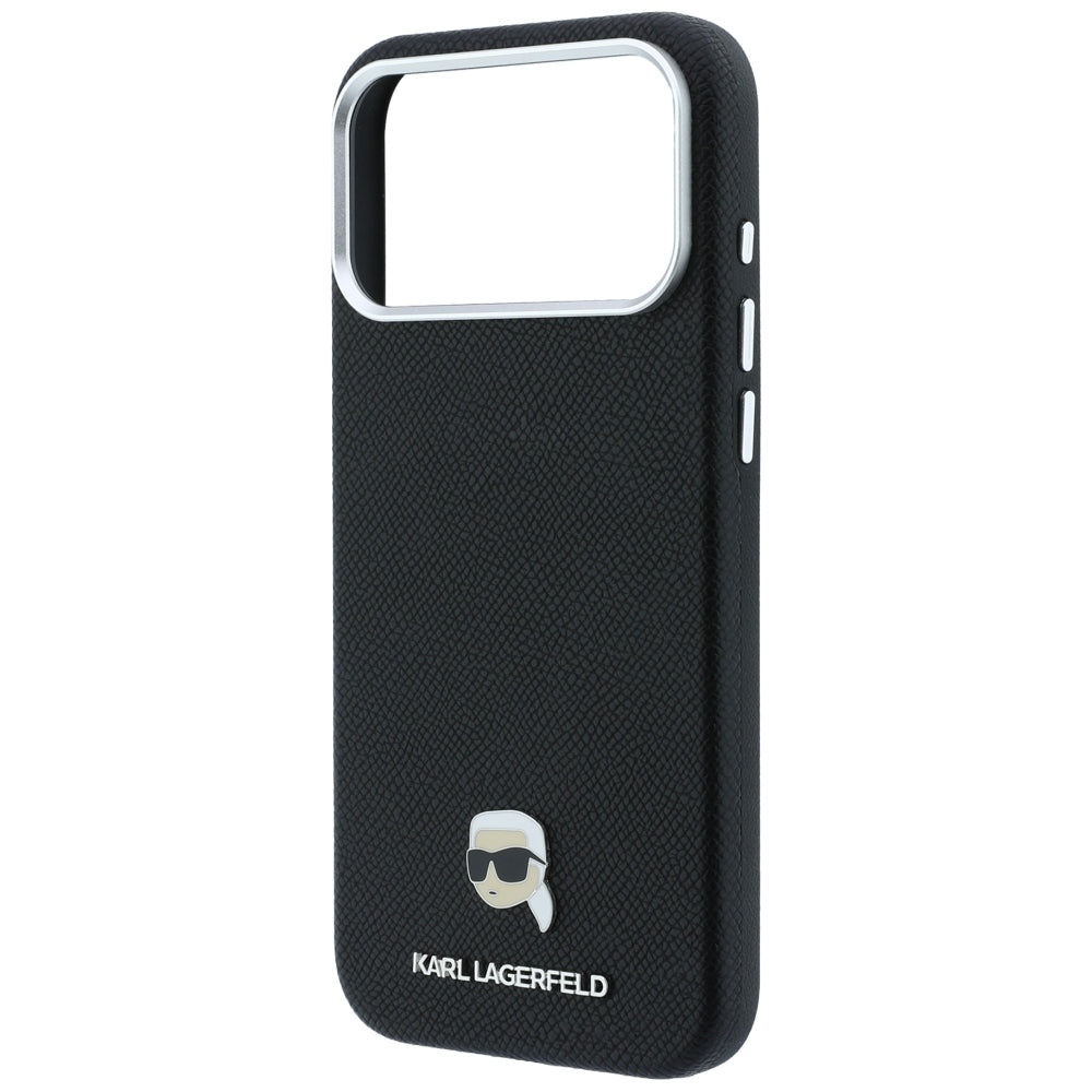 MagSafe Case for Apple iPhone 18 Pro / 17 Pro, Karl Lagerfeld, Grained Karl Head's Metal, Black