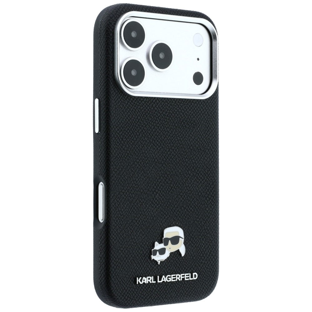 MagSafe Case for Apple iPhone 18 Pro / 17 Pro, Karl Lagerfeld, Grained KC Heads, Black