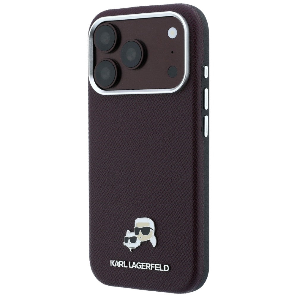 MagSafe-kuori Apple iPhone 18 Pro / 17 Pro:lle, Karl Lagerfeld, Grained KC Heads, Viininpunainen