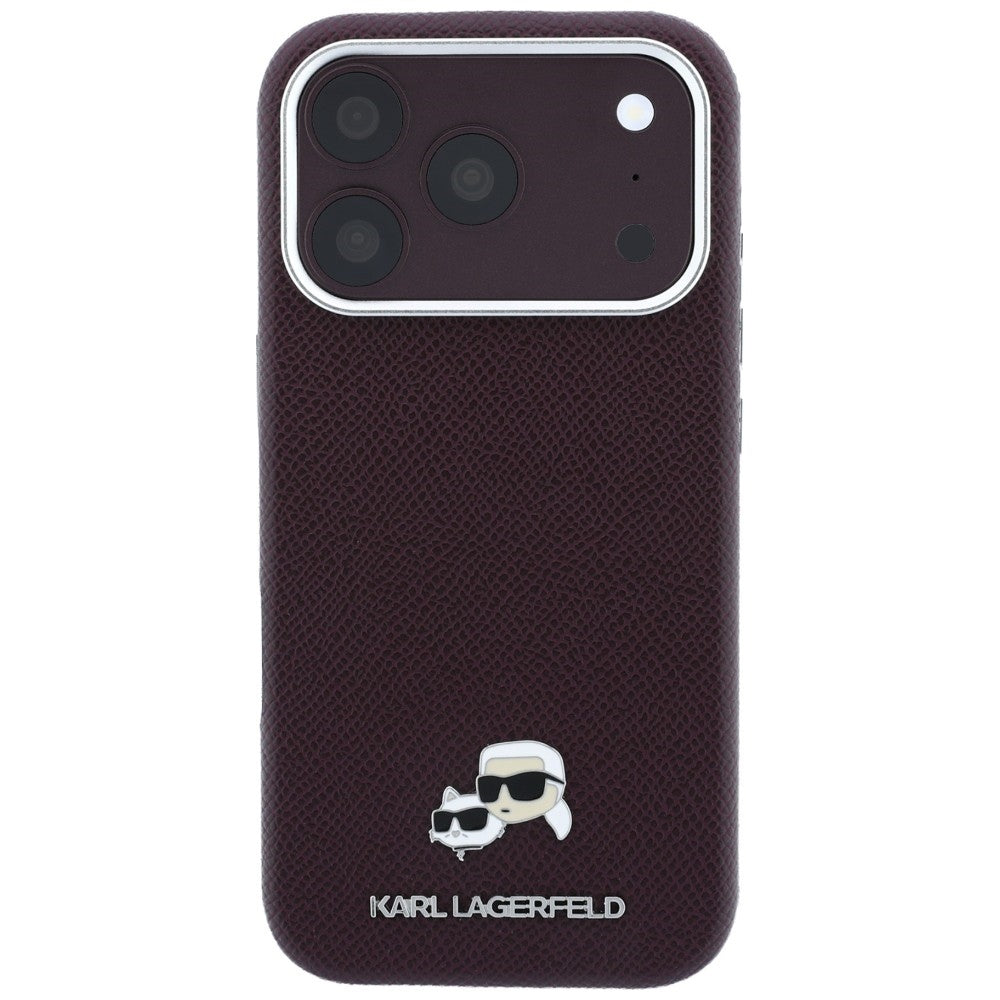 MagSafe-kuori Apple iPhone 18 Pro / 17 Pro:lle, Karl Lagerfeld, Grained KC Heads, Viininpunainen