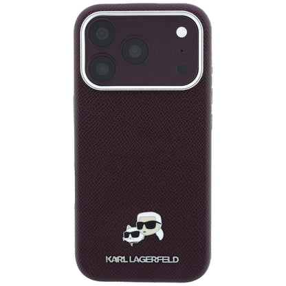 MagSafe-kuori Apple iPhone 18 Pro / 17 Pro:lle, Karl Lagerfeld, Grained KC Heads, Viininpunainen