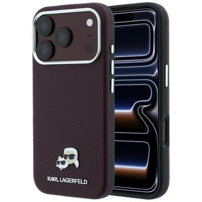 MagSafe-kuori Apple iPhone 18 Pro / 17 Pro:lle, Karl Lagerfeld, Grained KC Heads, Viininpunainen