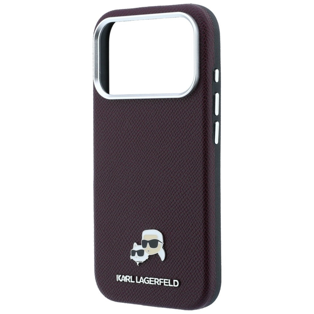 MagSafe-kuori Apple iPhone 18 Pro / 17 Pro:lle, Karl Lagerfeld, Grained KC Heads, Viininpunainen