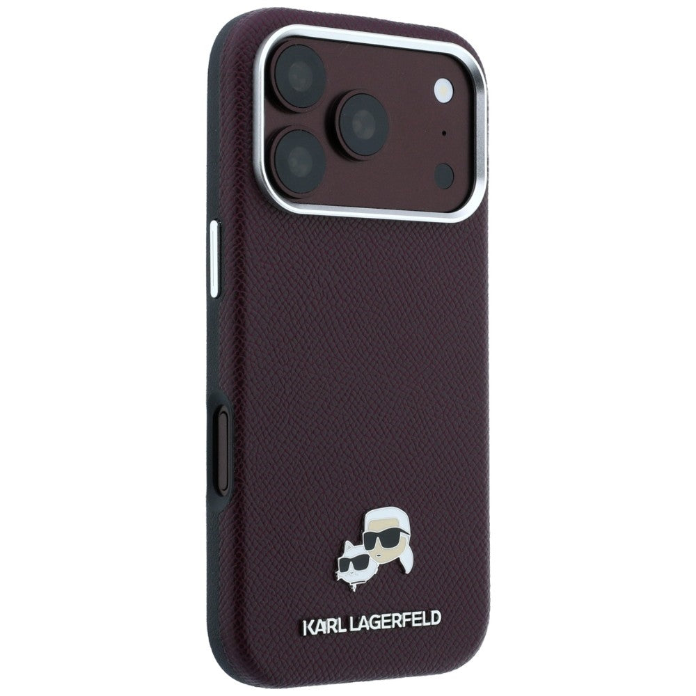 MagSafe-kuori Apple iPhone 18 Pro / 17 Pro:lle, Karl Lagerfeld, Grained KC Heads, Viininpunainen