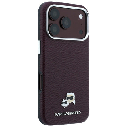 MagSafe-kuori Apple iPhone 18 Pro / 17 Pro:lle, Karl Lagerfeld, Grained KC Heads, Viininpunainen