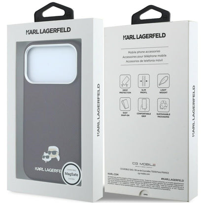 MagSafe-kuori Apple iPhone 18 Pro / 17 Pro:lle, Karl Lagerfeld, Grained KC Heads, Viininpunainen