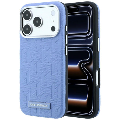 MagSafe Case for Apple iPhone 18 Pro / 17 Pro, Karl Lagerfeld, Grained Mono Resin Logo, Blue