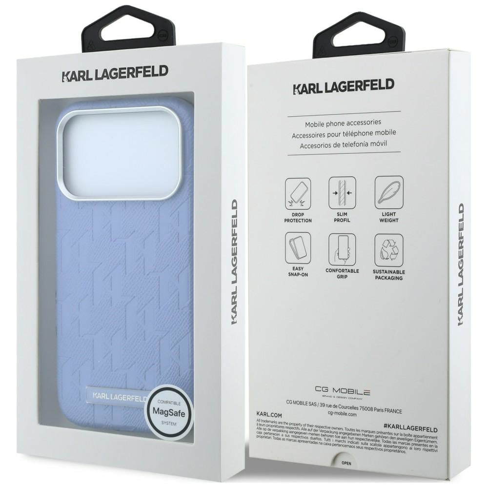 MagSafe Case for Apple iPhone 18 Pro / 17 Pro, Karl Lagerfeld, Grained Mono Resin Logo, Blue