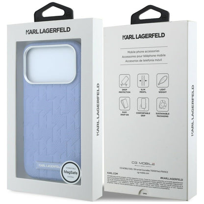 MagSafe Case for Apple iPhone 18 Pro / 17 Pro, Karl Lagerfeld, Grained Mono Resin Logo, Blue