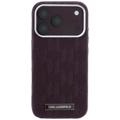 MagSafe Case for Apple iPhone 18 Pro / 17 Pro, Karl Lagerfeld, Grained Mono Resin Logo, Burgundy