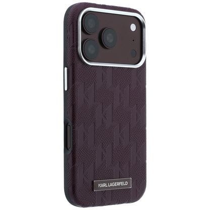 MagSafe Case for Apple iPhone 18 Pro / 17 Pro, Karl Lagerfeld, Grained Mono Resin Logo, Burgundy