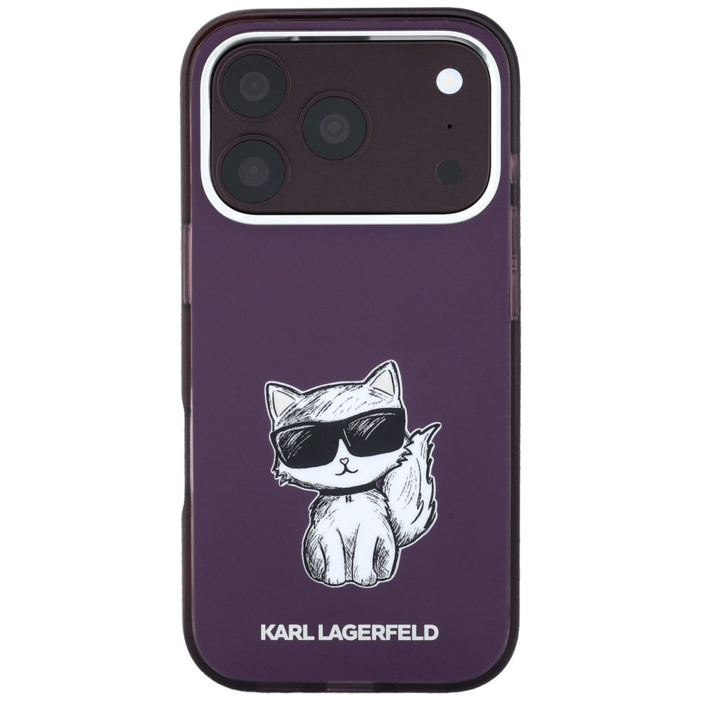 MagSafe Case for Apple iPhone 18 Pro / 17 Pro, Karl Lagerfeld, HC IML Choupette Body Sketch Print, Burgundy