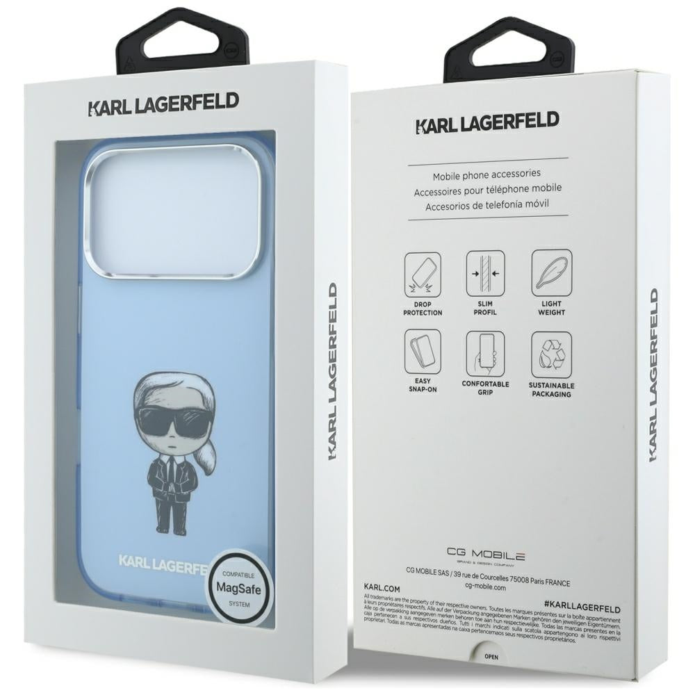 MagSafe-kuori Apple iPhone 18 Pro / 17 Pro:lle, Karl Lagerfeld, HC IML Ikonik Sketch Print, Sininen