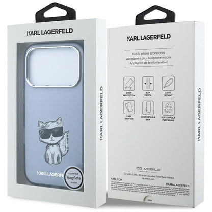 MagSafe Case for Apple iPhone 18 Pro / 17 Pro, Karl Lagerfeld, IML Choupette Body Sketch Print, Blue