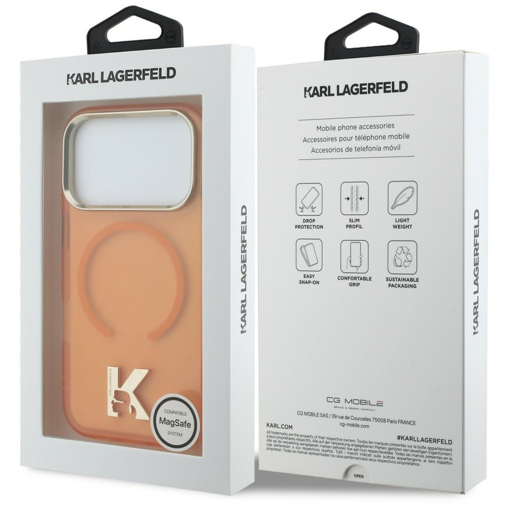 MagSafe-kuori Apple iPhone 18 Pro / 17 Pro -puhelimelle, Karl Lagerfeld, IML Karl Head -logo, oranssi