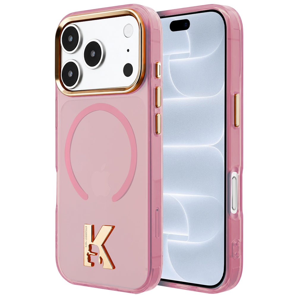 MagSafe-kuori Apple iPhone 18 Pro / 17 Pro -puhelimelle, Karl Lagerfeld, IML Karl Head Logo, vaaleanpunainen