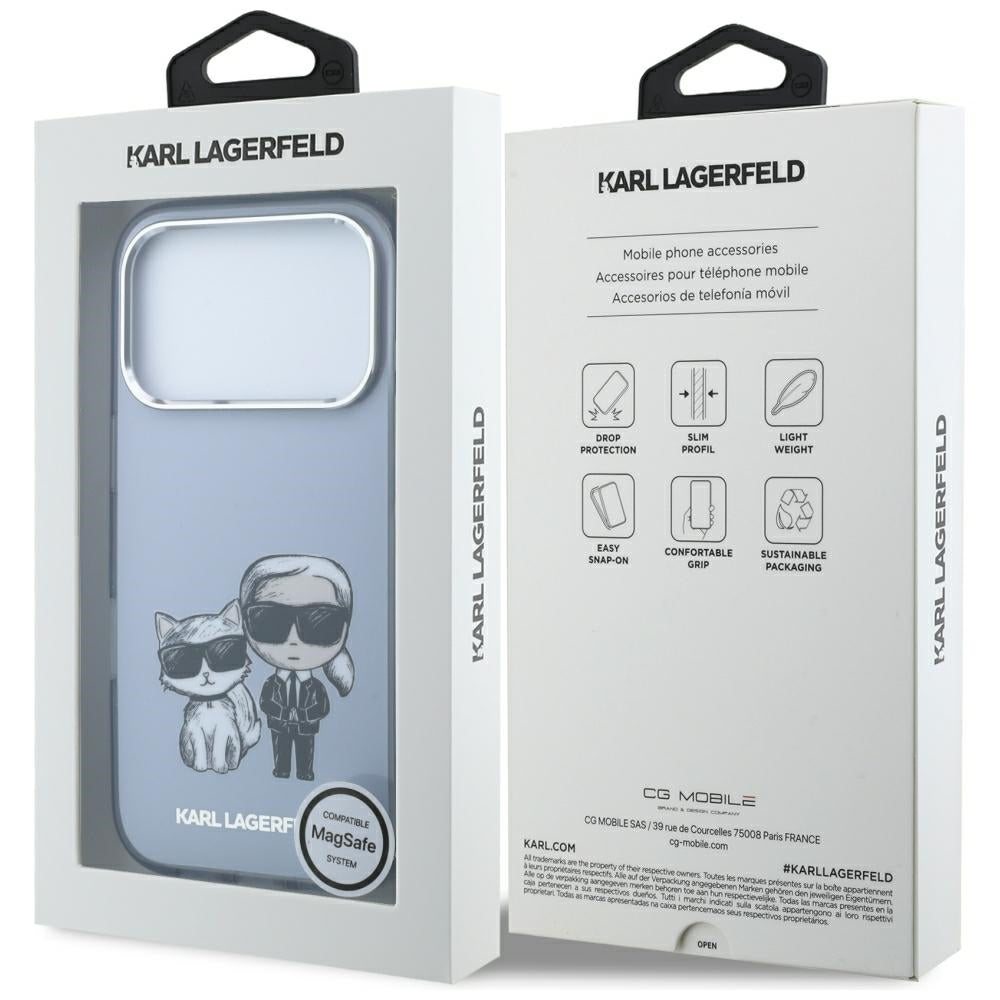 MagSafe-kuori Apple iPhone 18 Pro / 17 Pro:lle, Karl Lagerfeld, IML KC Bodies Sketch Print, Sininen