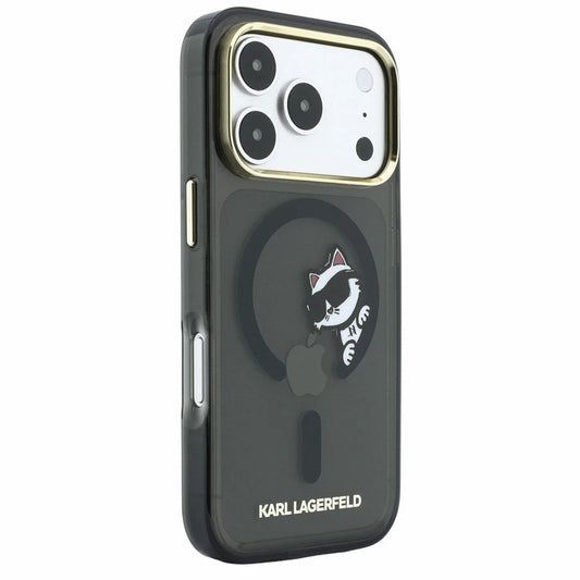 MagSafe-kuori Apple iPhone 18 Pro / 17 Pro:lle, Karl Lagerfeld, IML Peekaboo -kuvio ja metallikehys, musta