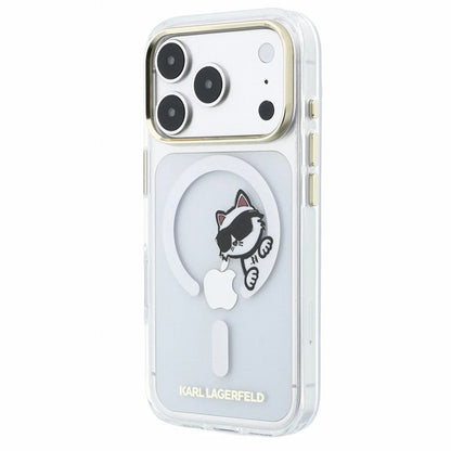 MagSafe-kuori Apple iPhone 18 Pro / 17 Pro:lle, Karl Lagerfeld, IML Peekaboo -kuvio ja metallikehys, läpinäkyvä