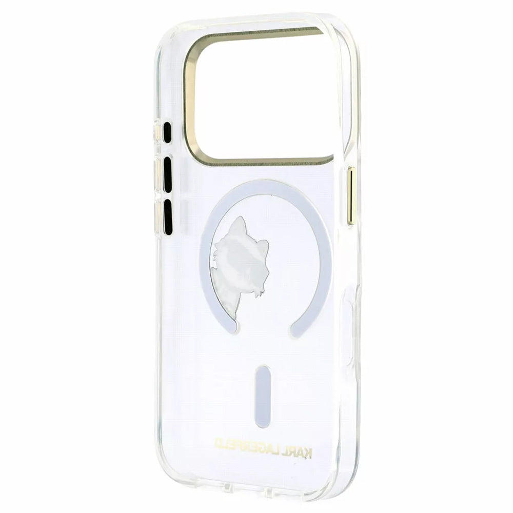 MagSafe-kuori Apple iPhone 18 Pro / 17 Pro:lle, Karl Lagerfeld, IML Peekaboo -kuvio ja metallikehys, läpinäkyvä
