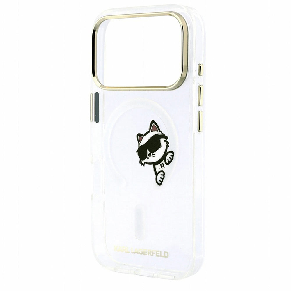 MagSafe-kuori Apple iPhone 18 Pro / 17 Pro:lle, Karl Lagerfeld, IML Peekaboo -kuvio ja metallikehys, läpinäkyvä