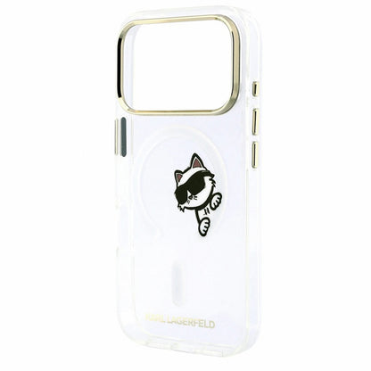 MagSafe-kuori Apple iPhone 18 Pro / 17 Pro:lle, Karl Lagerfeld, IML Peekaboo -kuvio ja metallikehys, läpinäkyvä