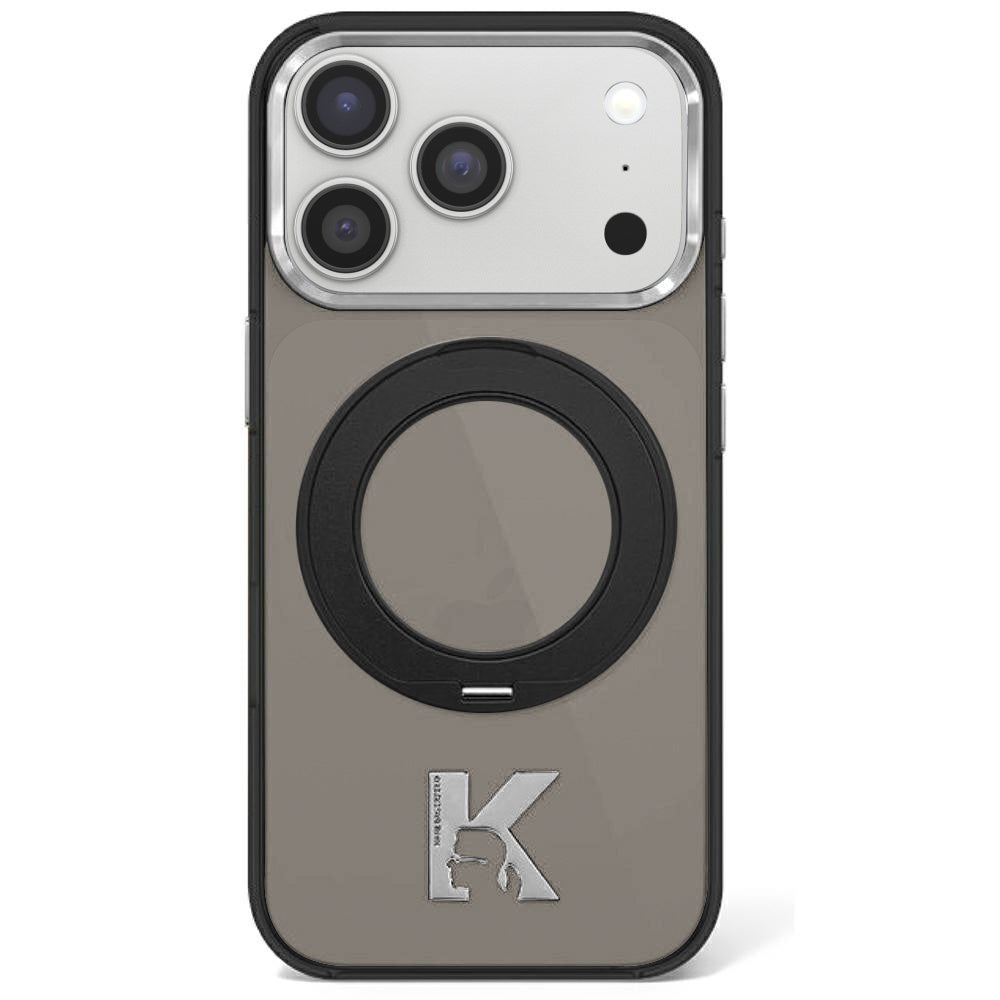 MagSafe-kuori Apple iPhone 18 Pro / 17 Pro:lle, Karl Lagerfeld, IML Ring Stand Kameo Metal, Musta