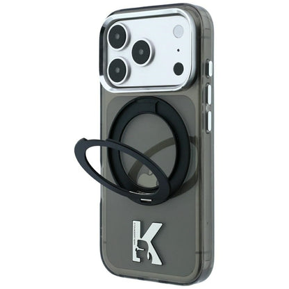 MagSafe-kuori Apple iPhone 18 Pro / 17 Pro:lle, Karl Lagerfeld, IML Ring Stand Kameo Metal, Musta