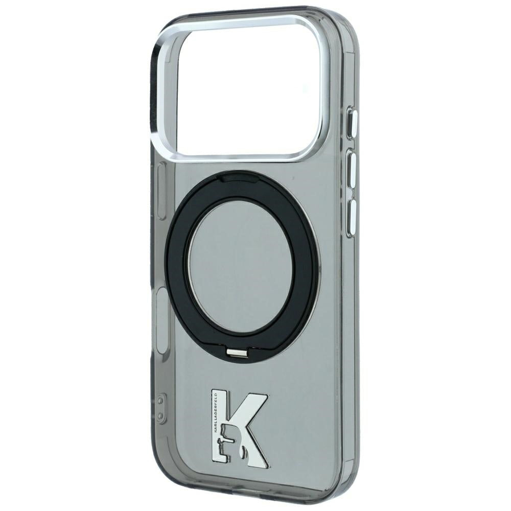 MagSafe-kuori Apple iPhone 18 Pro / 17 Pro:lle, Karl Lagerfeld, IML Ring Stand Kameo Metal, Musta