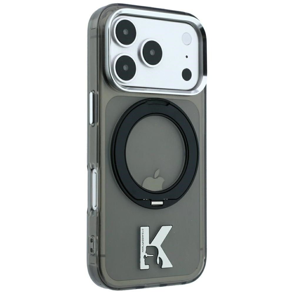 MagSafe-kuori Apple iPhone 18 Pro / 17 Pro:lle, Karl Lagerfeld, IML Ring Stand Kameo Metal, Musta