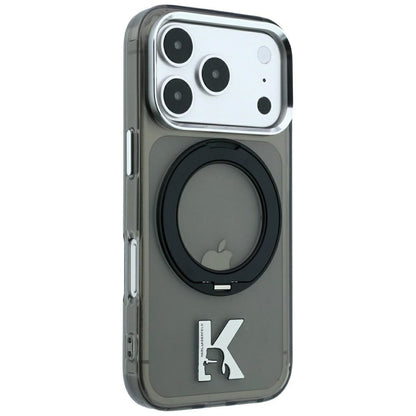 MagSafe-kuori Apple iPhone 18 Pro / 17 Pro:lle, Karl Lagerfeld, IML Ring Stand Kameo Metal, Musta