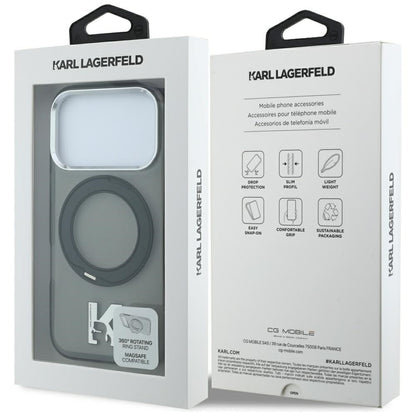 MagSafe-kuori Apple iPhone 18 Pro / 17 Pro:lle, Karl Lagerfeld, IML Ring Stand Kameo Metal, Musta