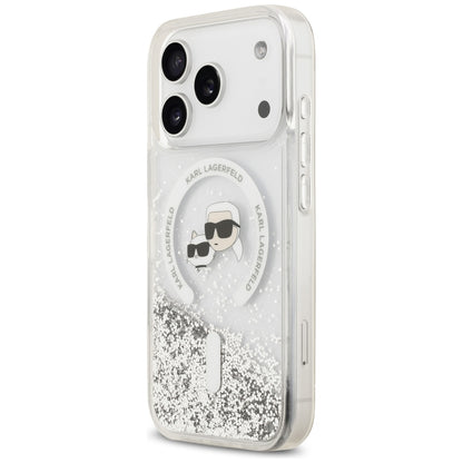 MagSafe-kuori Apple iPhone 18 Pro / 17 Pro:lle, Karl Lagerfeld, Liquid Glitter Karl & Choupette Head's, Läpinäkyvä