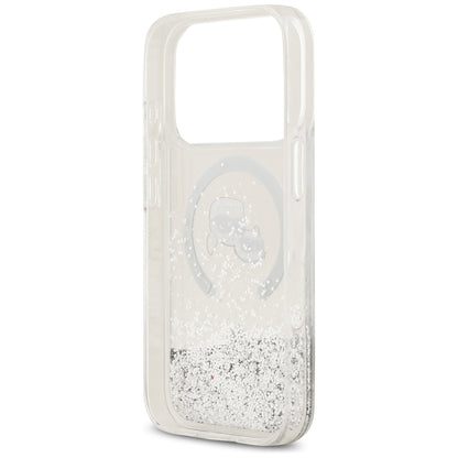 MagSafe-kuori Apple iPhone 18 Pro / 17 Pro:lle, Karl Lagerfeld, Liquid Glitter Karl & Choupette Head's, Läpinäkyvä
